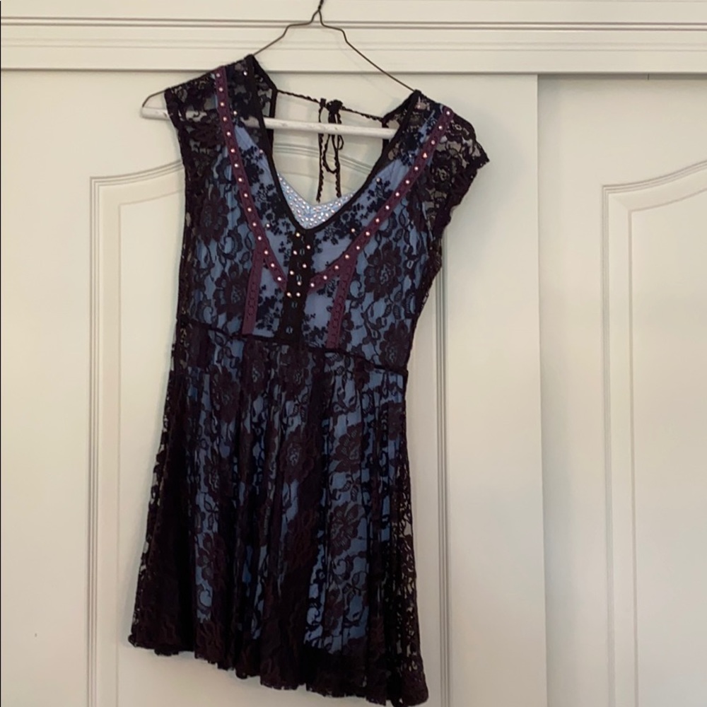 handmade dark purple and light blue lace dress!!